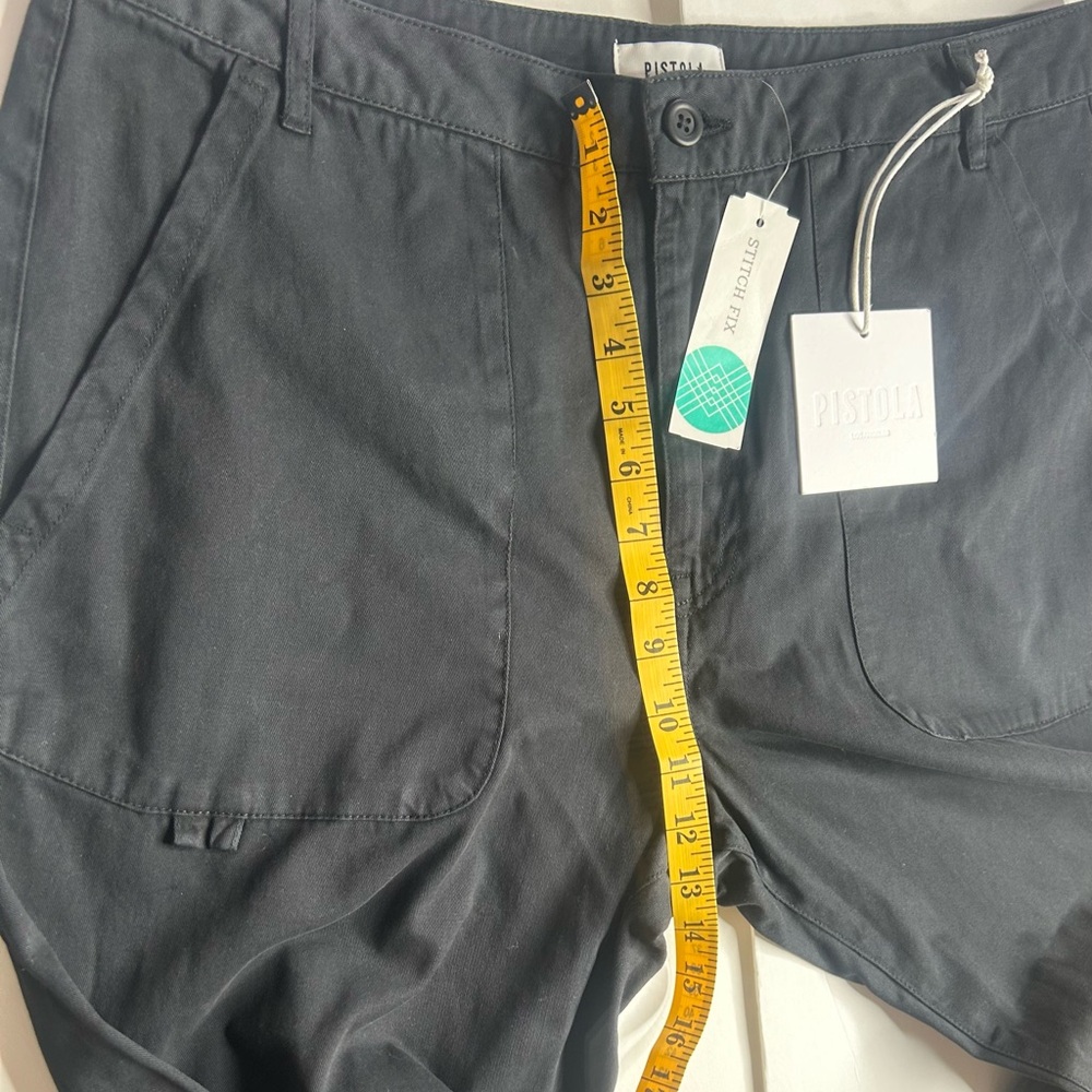 NWT Pistola Sasha Cargo High Rise Pants Womens 32 Black Relaxed Flare Frayed Hem - Picture 11 of 13
